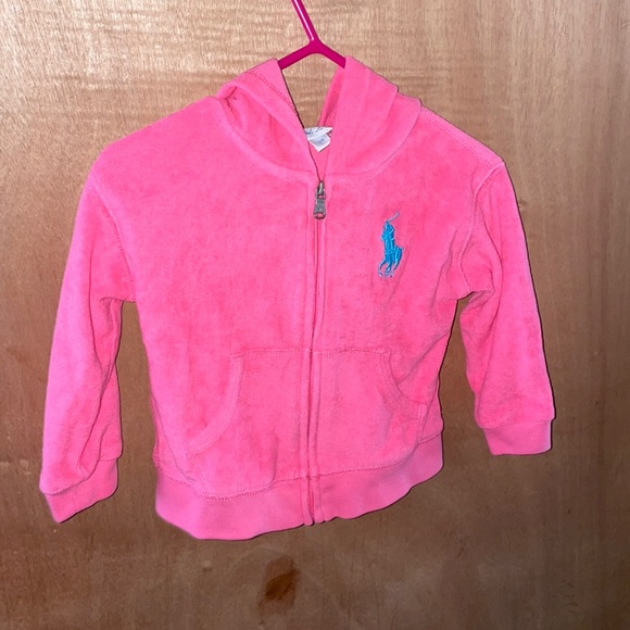 Ralph Lauren size 12 months pink with blue polo, sign, sweatshirt - Picture 1 of 3